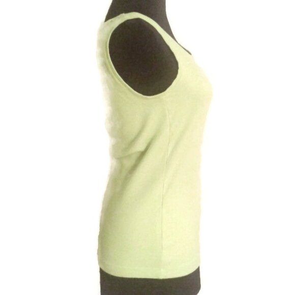 Chicos Size 0 S 4 Tank Top Womens Lime Green Ribbed Sleeveless Stretch Knit Tee - Picture 3 of 8